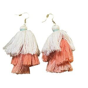 Matilda Jane Pink and White Tassel Earrings One Size